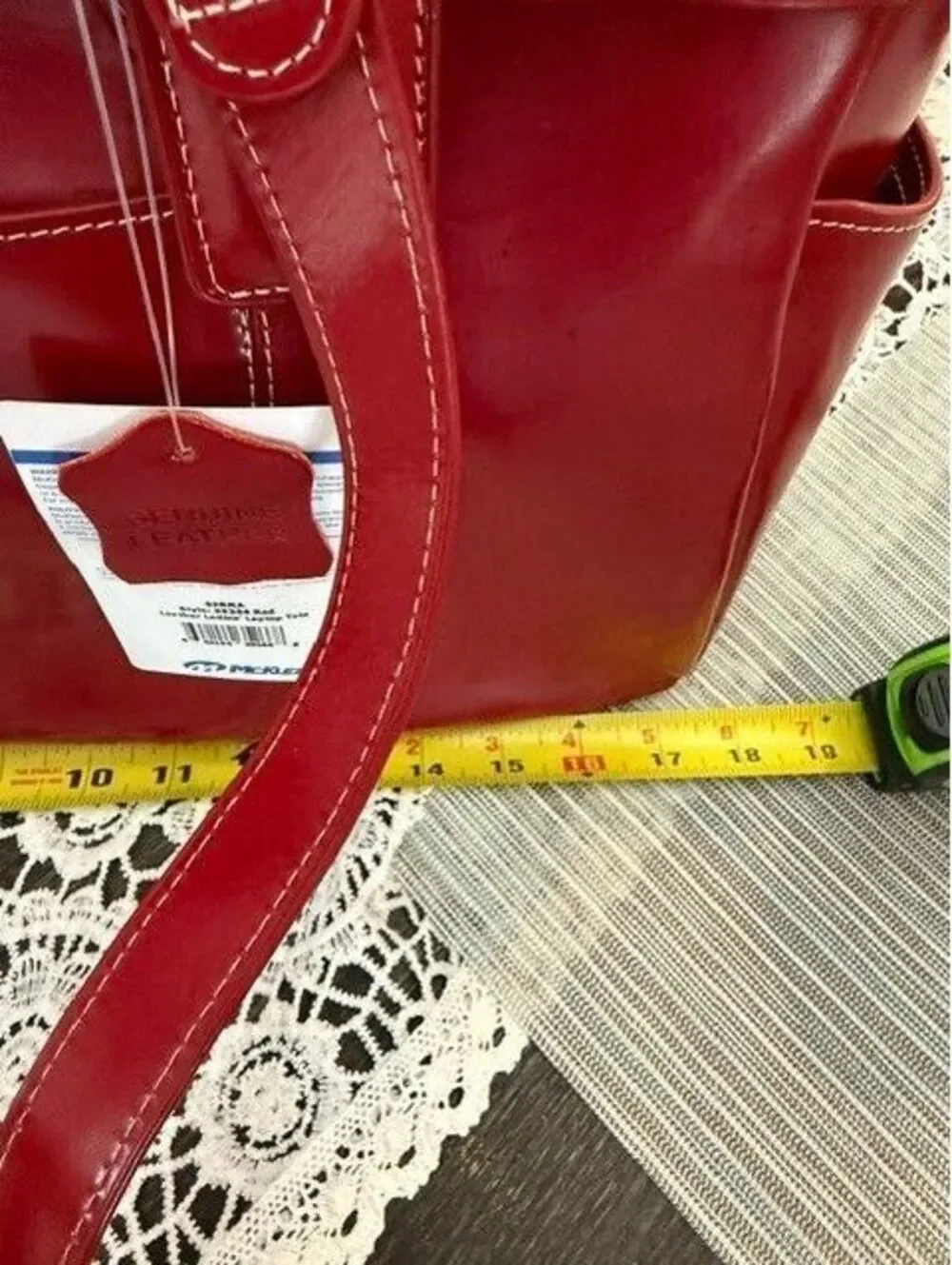NWT McKlein Serra laptop tote real leather in red silver hardware - STUNNING